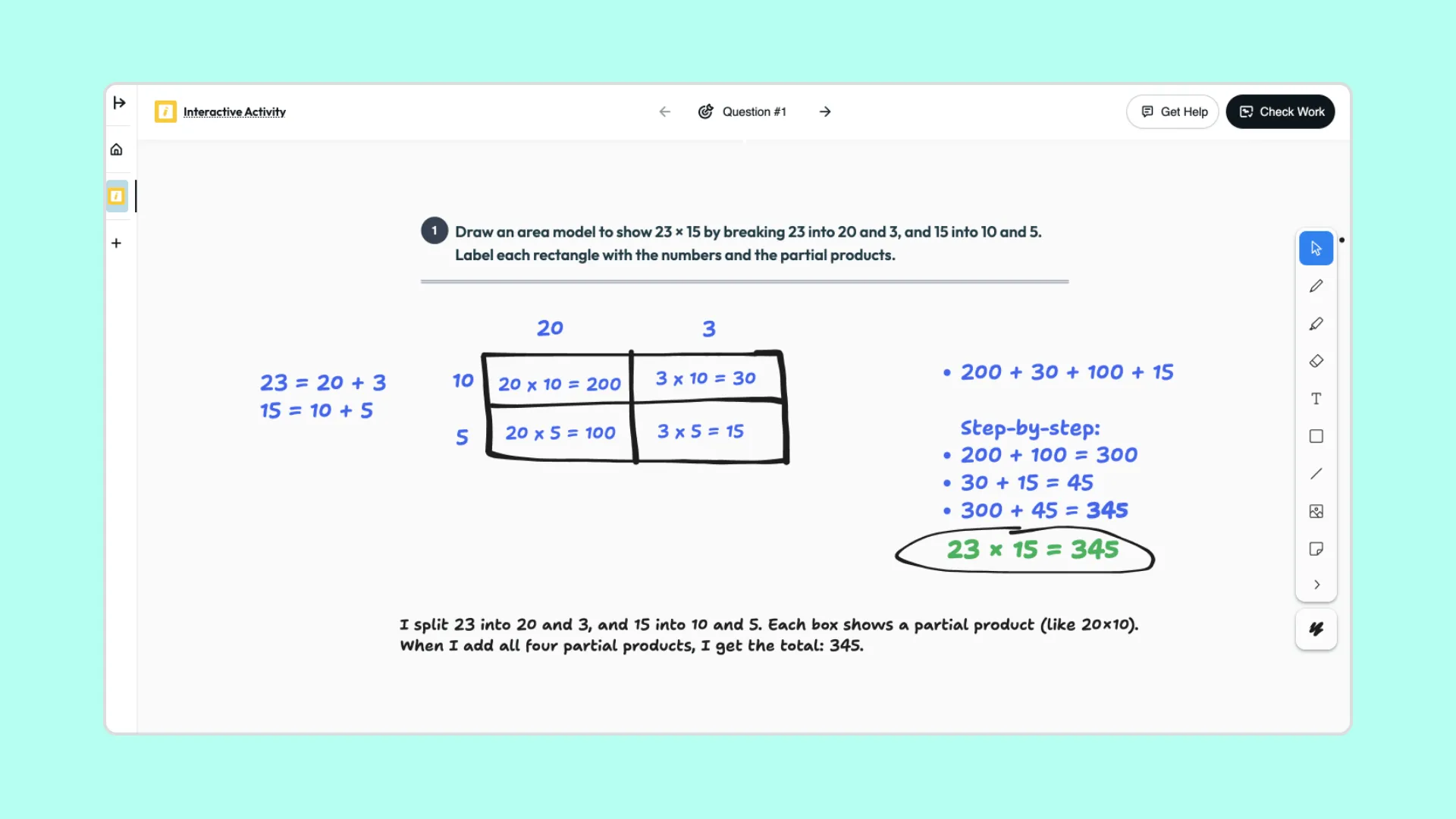 Area Model: Multiplying Two-Digit Numbers