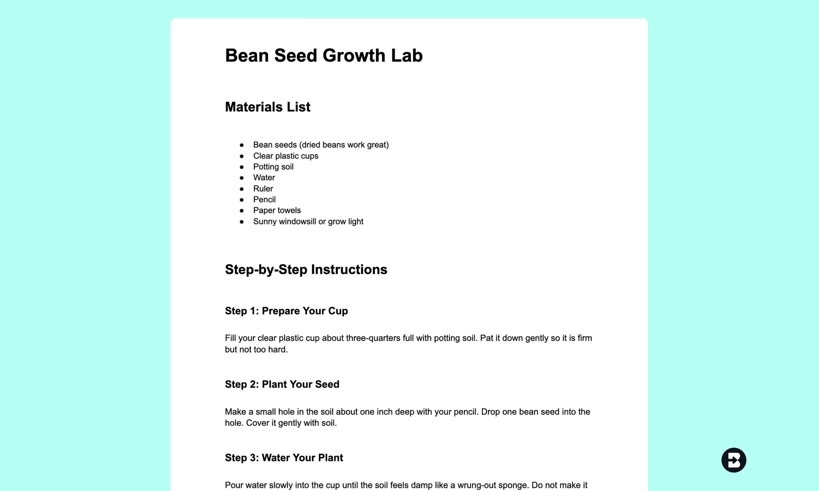 2nd Grade Seed Growth Observation