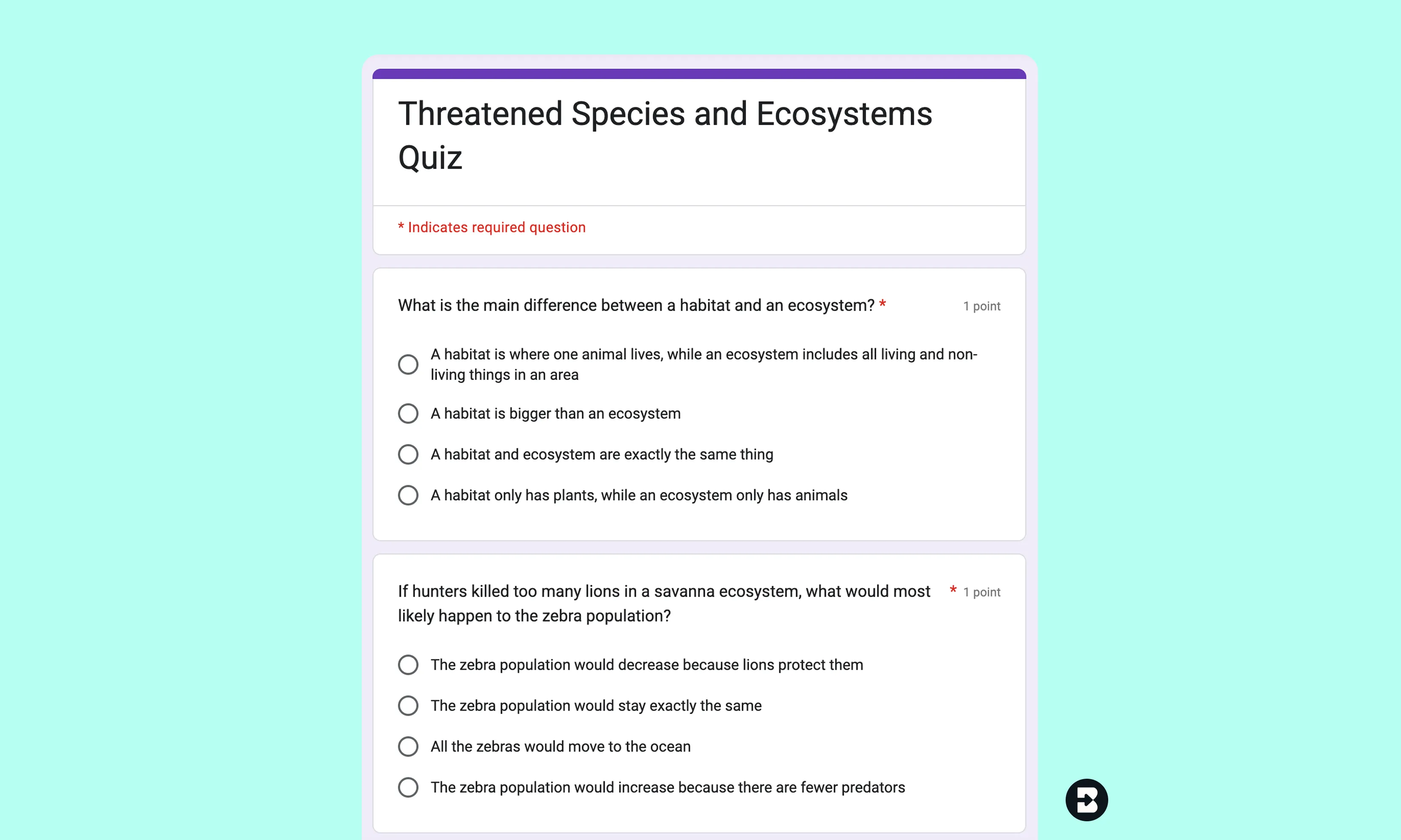 4th Grade Geography Quiz