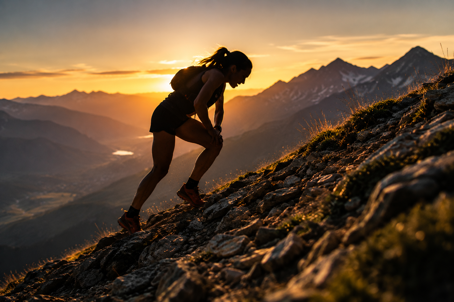 Runner going up steep ascent