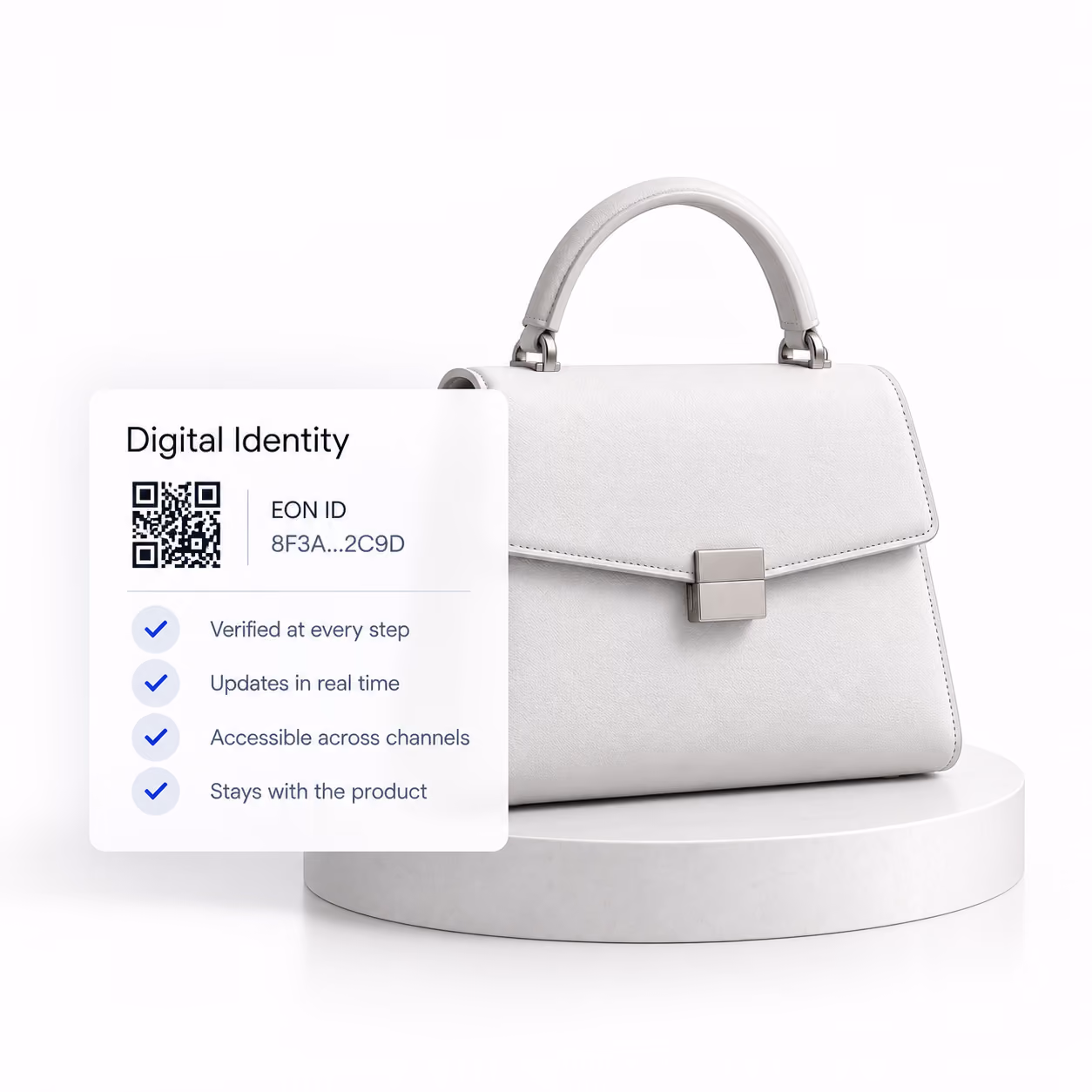 Handbag’s QR-linked Digital Identity is verified at every step, updated in real time, accessible across channels, and retained with the product.