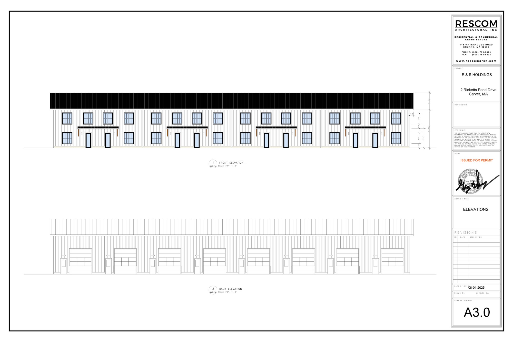 Front and back building elevations
