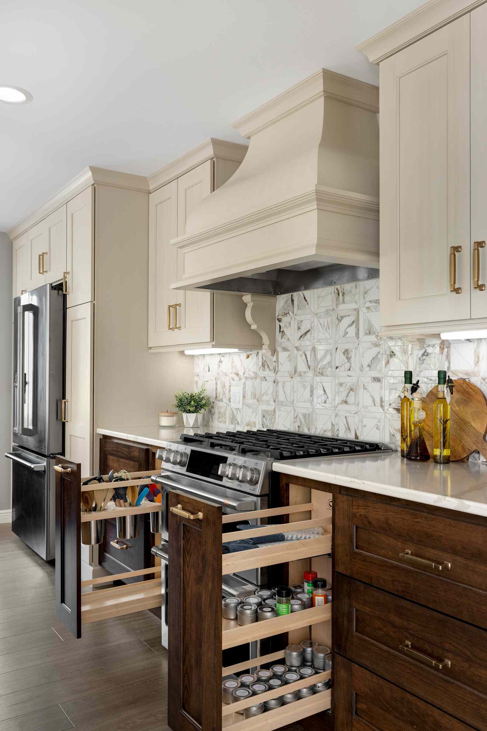 Pull-out spice and organization cabinets
