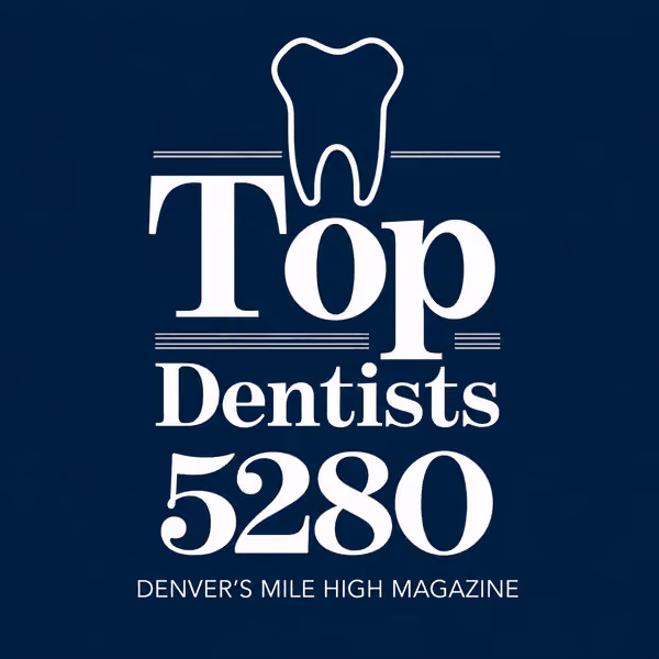 Logo for Top Dentists 5280 by Denver's Mile High Magazine with a tooth icon above the text.