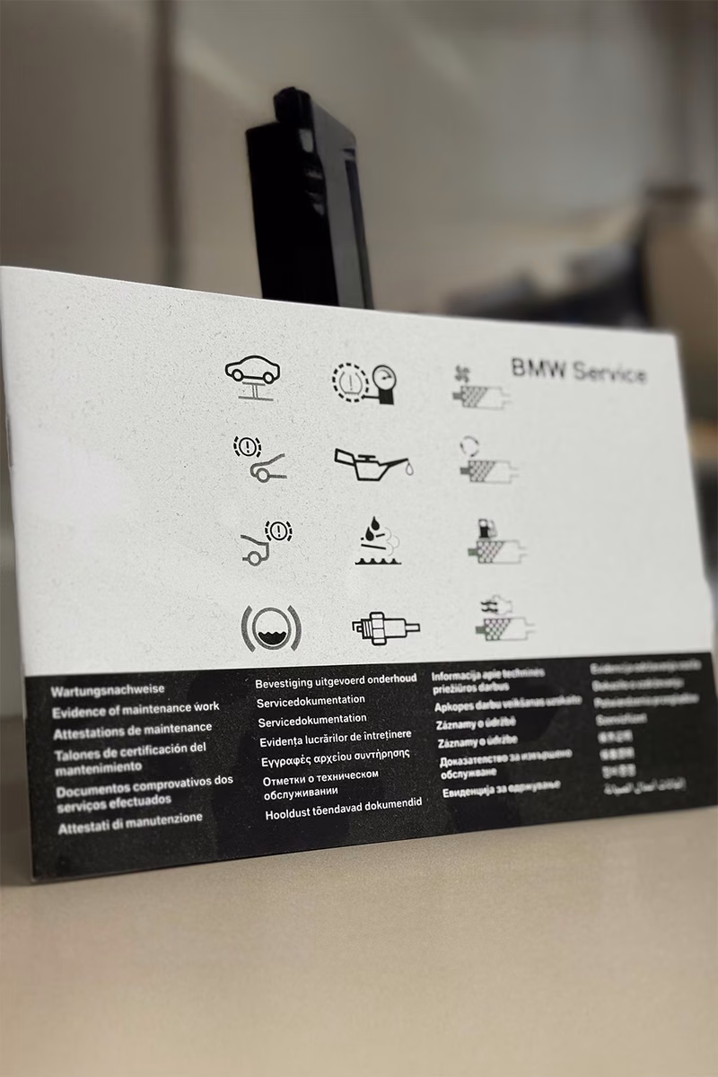 BMW Service booklet showing evidence of maintenance work