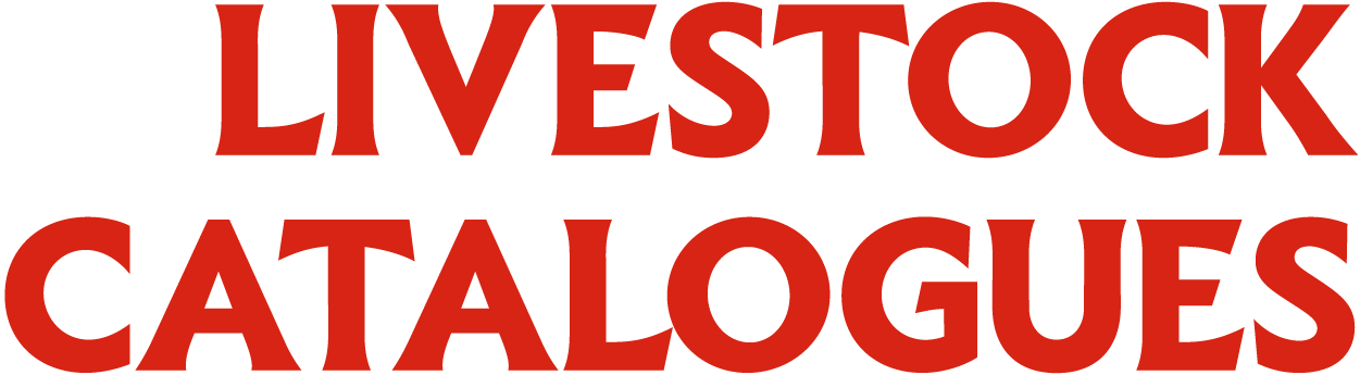 The words 'LIVESTOCK CATALOGUES' in bold red uppercase letters on a white background.