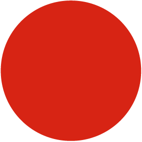 A solid red circle on a white background.