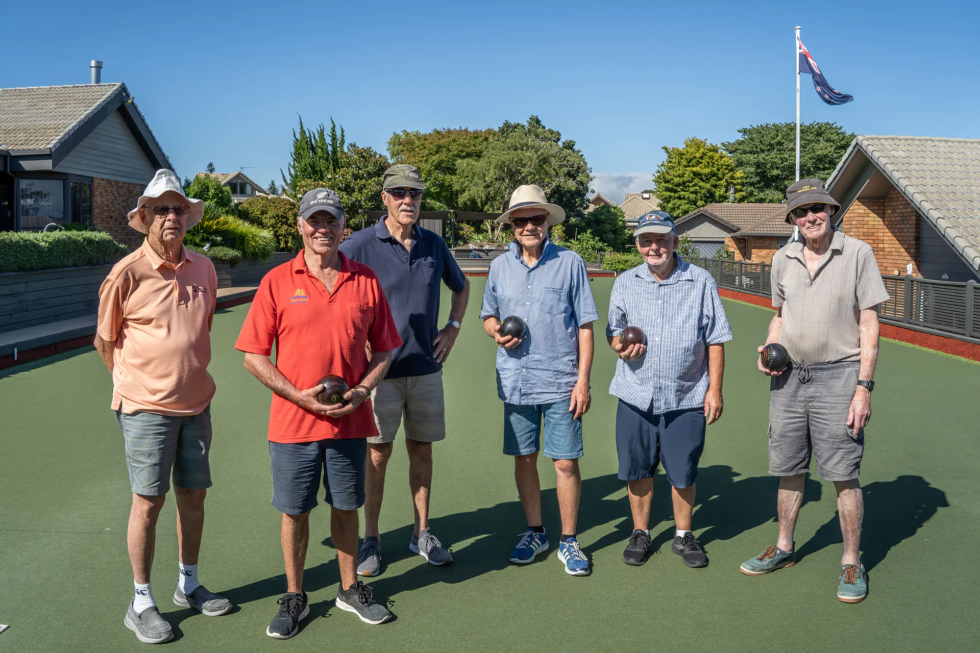 Residents enjoying the lawn bowls pitch
