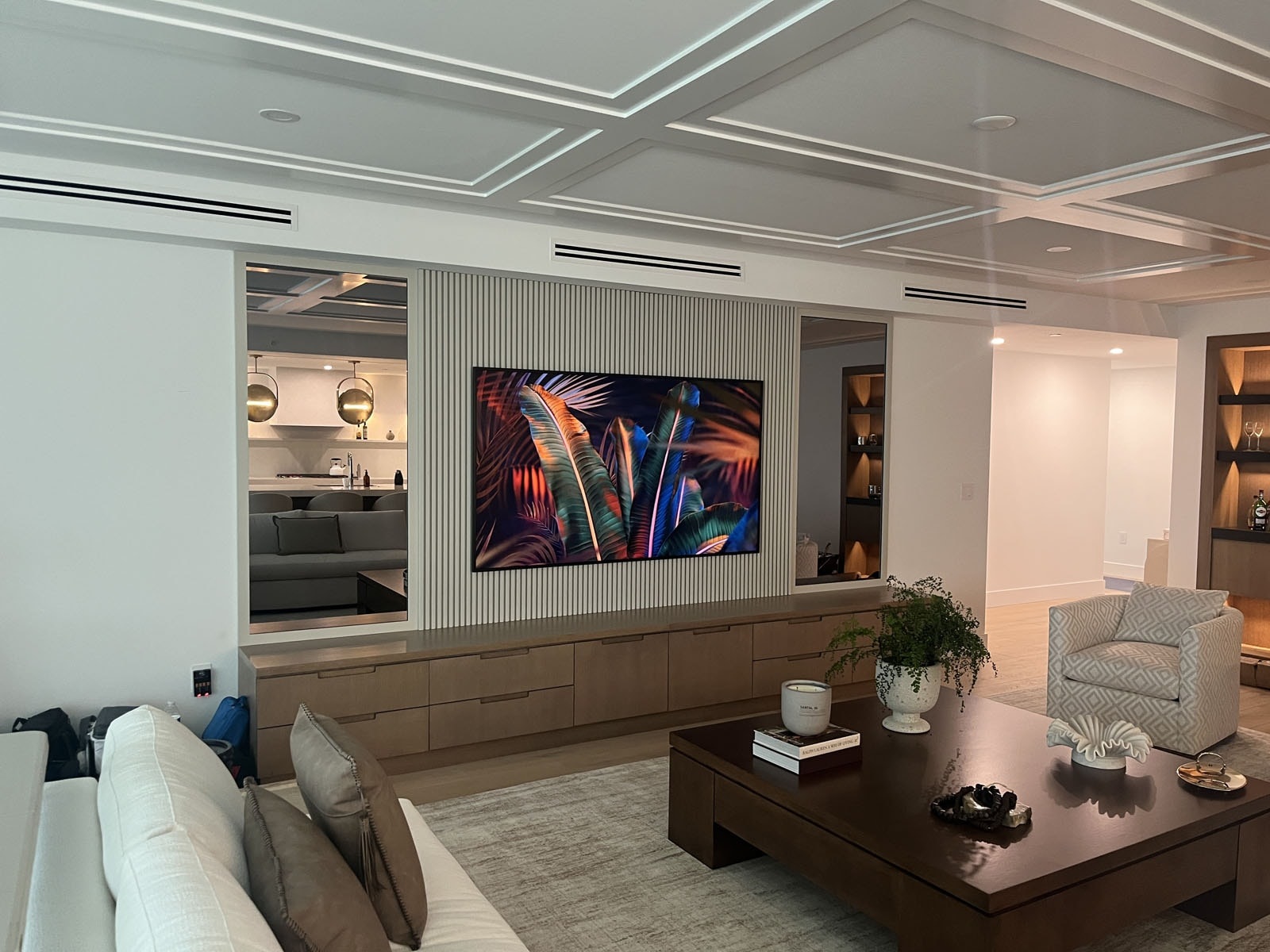 Modern living room with integrated video