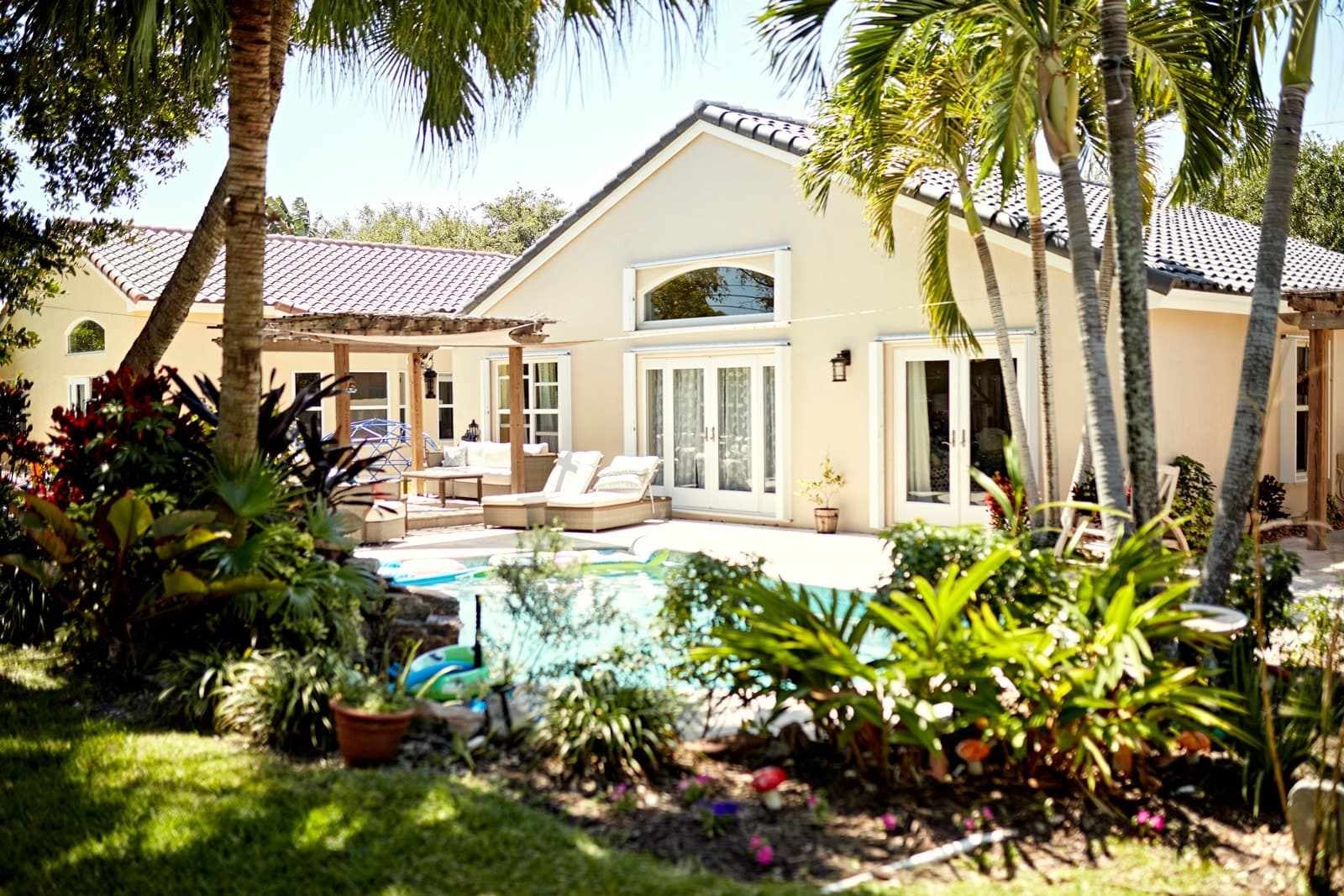 Backyard pool and patio of a Southwest Florida home