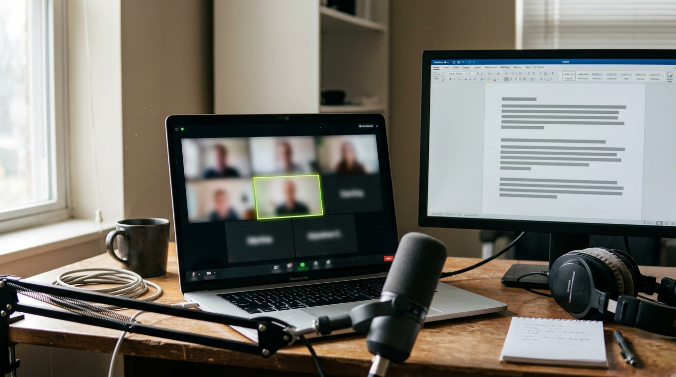 Discovery interview in progress, notes on a second screen