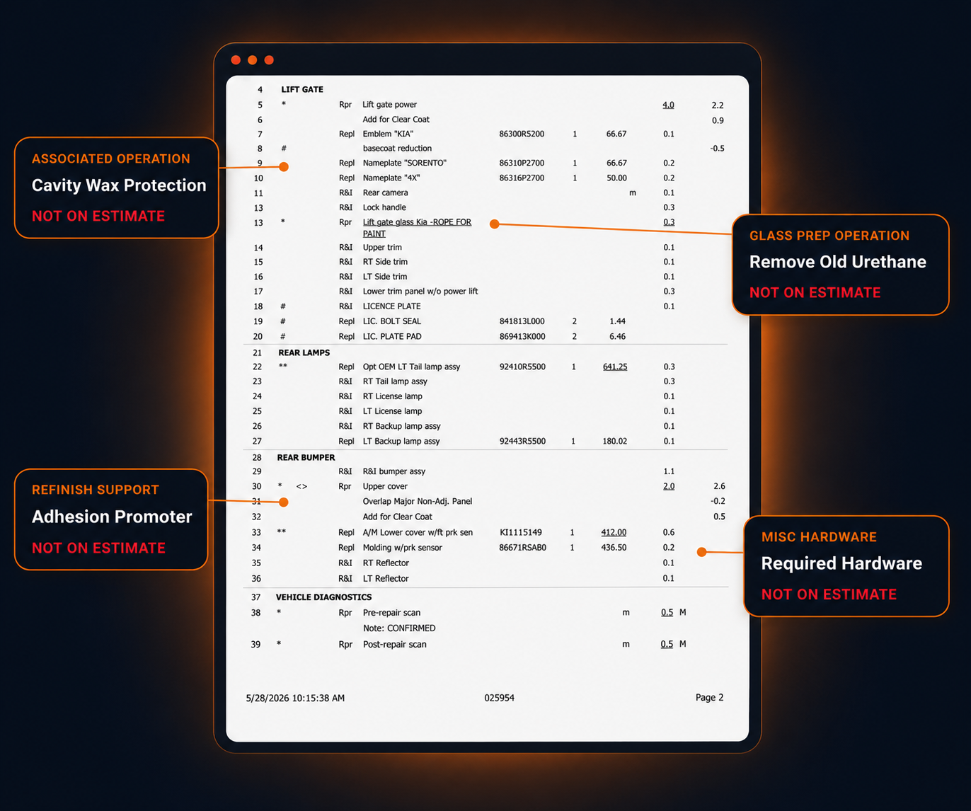 VaraFix reviewing a CCC ONE auto collision repair estimate