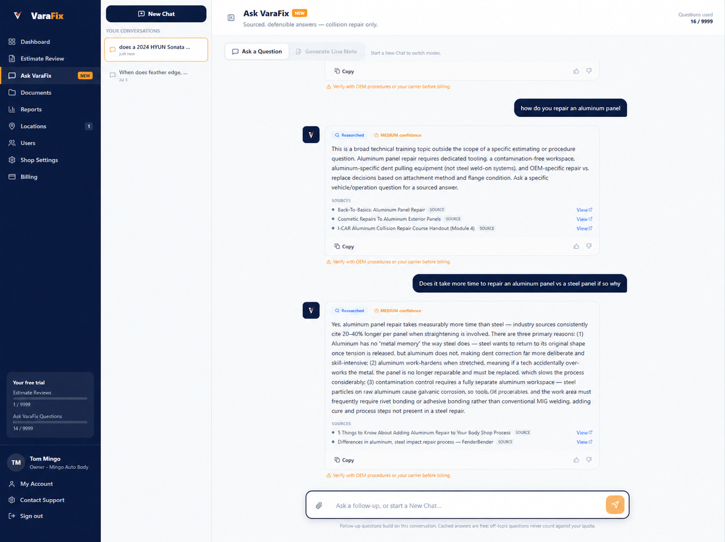 Ask VaraFix collision repair question and answer platform