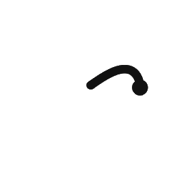 Black arrow curving clockwise ending in a solid circle on transparent background.