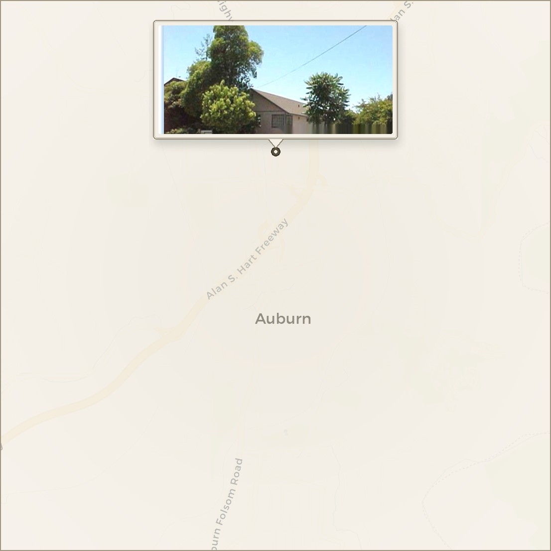 Ivory map of Auburn showing Sierra Foothills Mortuary building on Auburn Ravine Road