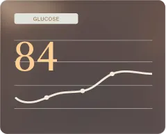 Glucose level graph showing a slightly rising trend ending near 84.