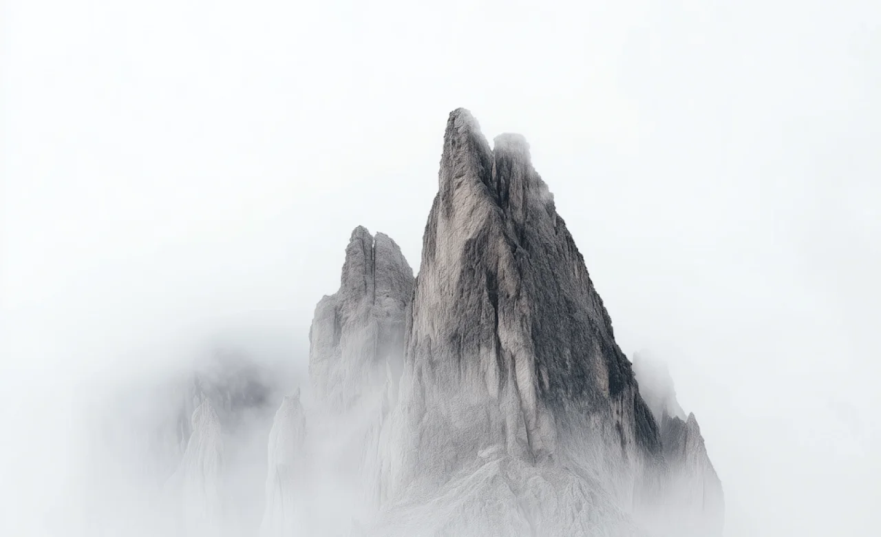 Foggy mountain peak