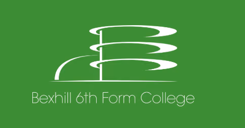 Bexhill 6th Form College logo with white design on green background