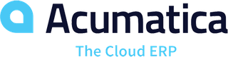 Acumatica logo with blue cloud icon and text The Cloud ERP.