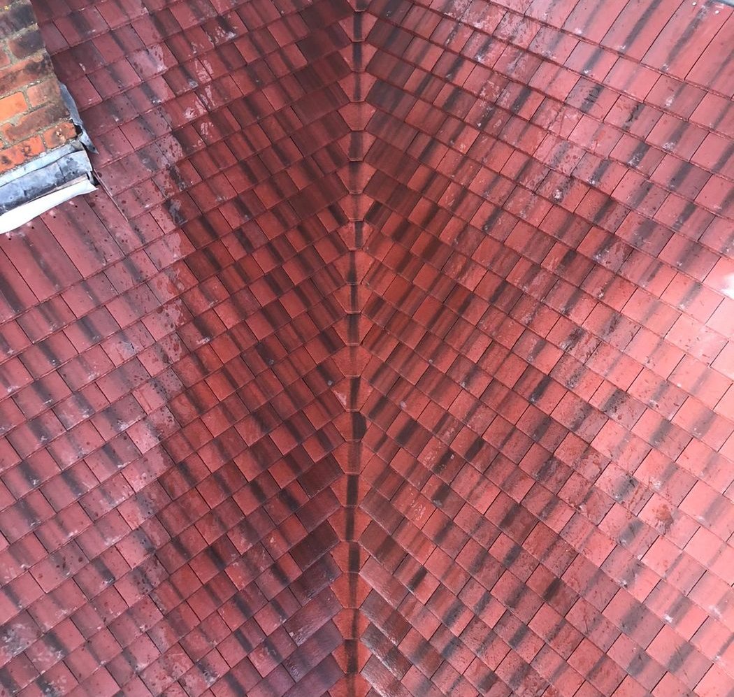 Finished valley, with the plain tiles meeting in a neat central line