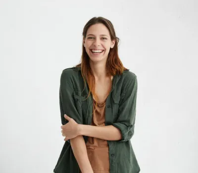 girl in green shirt