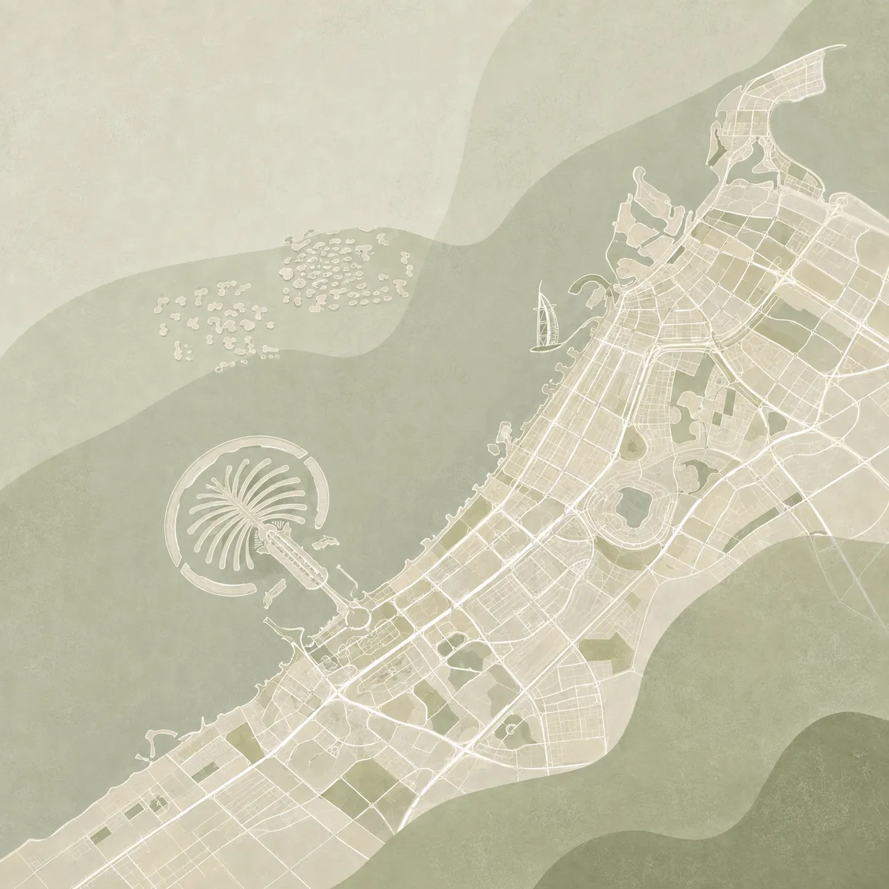Illustrated map of Dubai, where Dr Ewa works and lives.