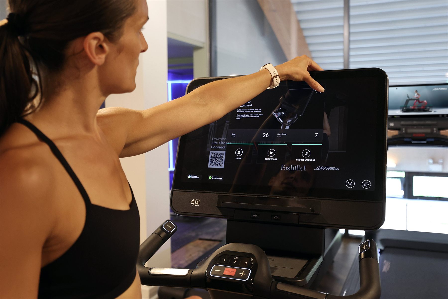 Exerciser using a connected Life Fitness console