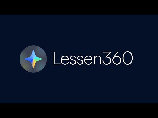 Lessen360 logo with a colorful star-like symbol to the left of the text on a dark blue background.