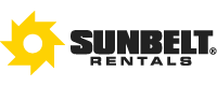 Sunbelt Rentals company logo featuring a stylized yellow sun emblem next to bold black text.