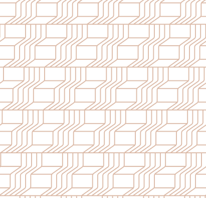 Abstract geometric pattern of connected orange lines and shapes on black background, forming a repeating grid with angular and parallel line elements.