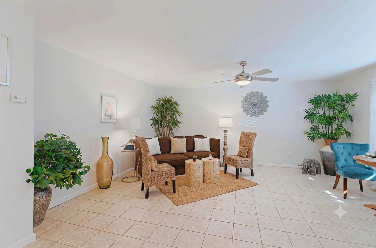 Living room with tile