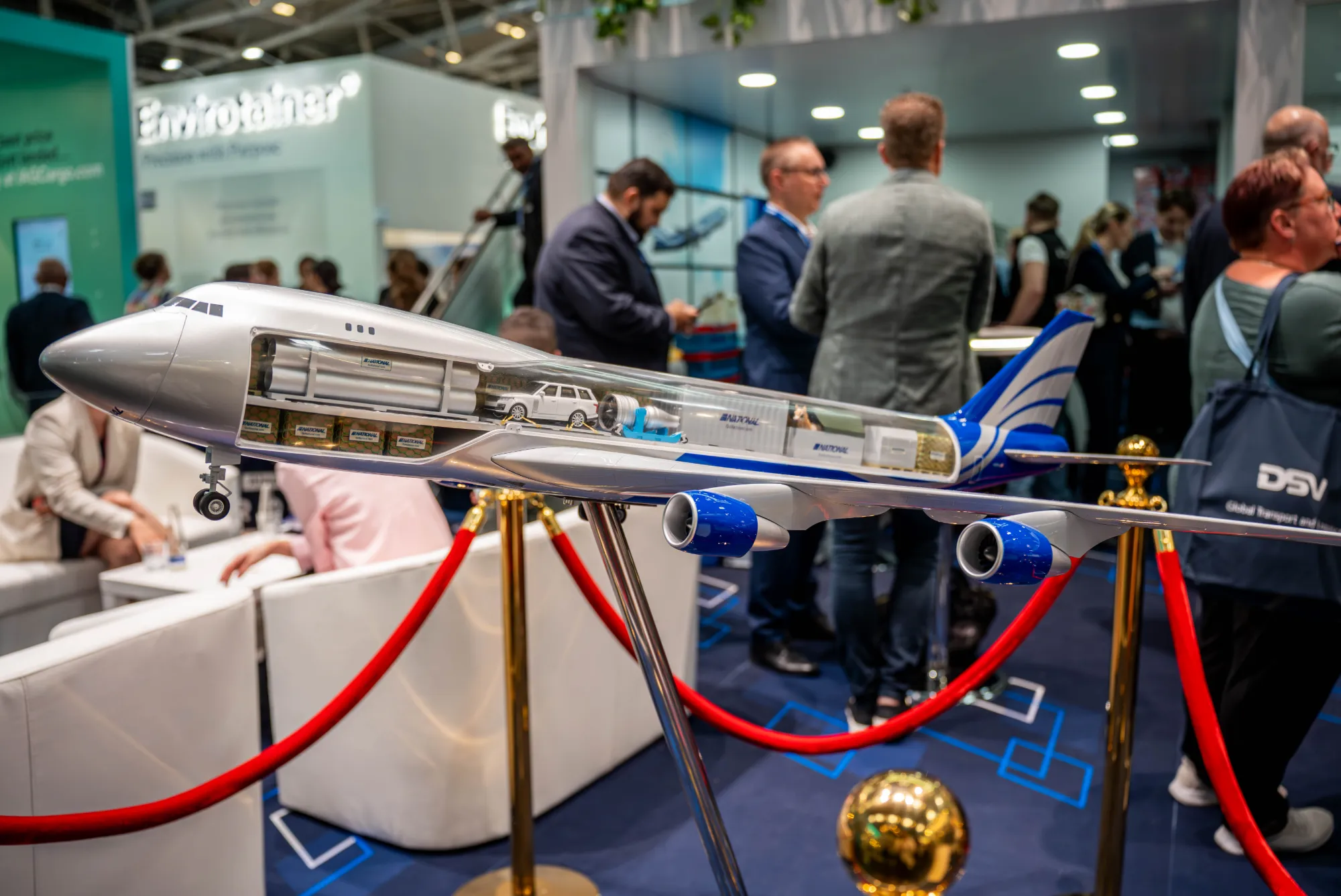Aircraft model at the National Air Cargo stand at transport logistic 2025 in Munich