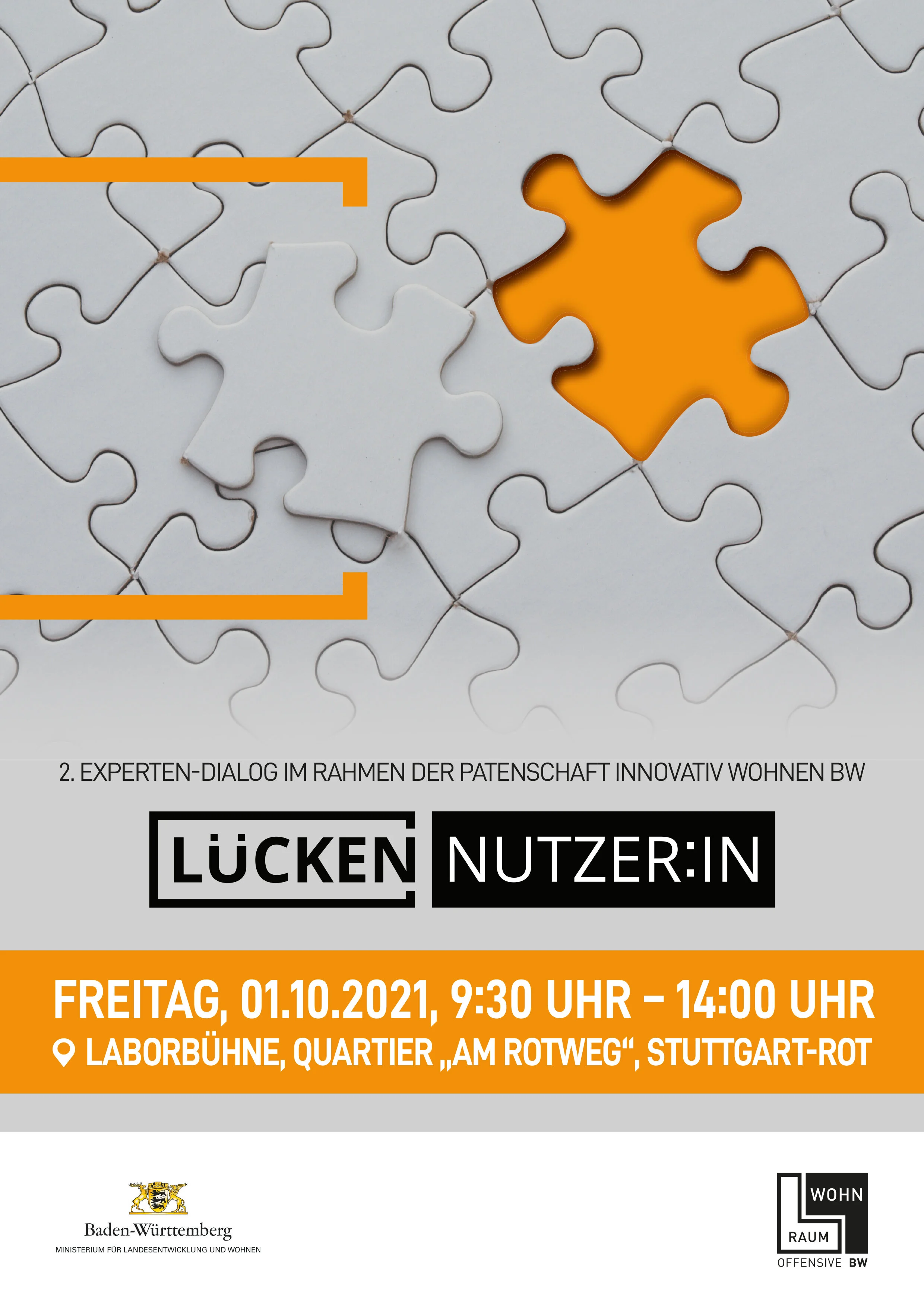 Plakat zum 2. Experten-Dialog der Wohnraumoffensive Baden-Württemberg