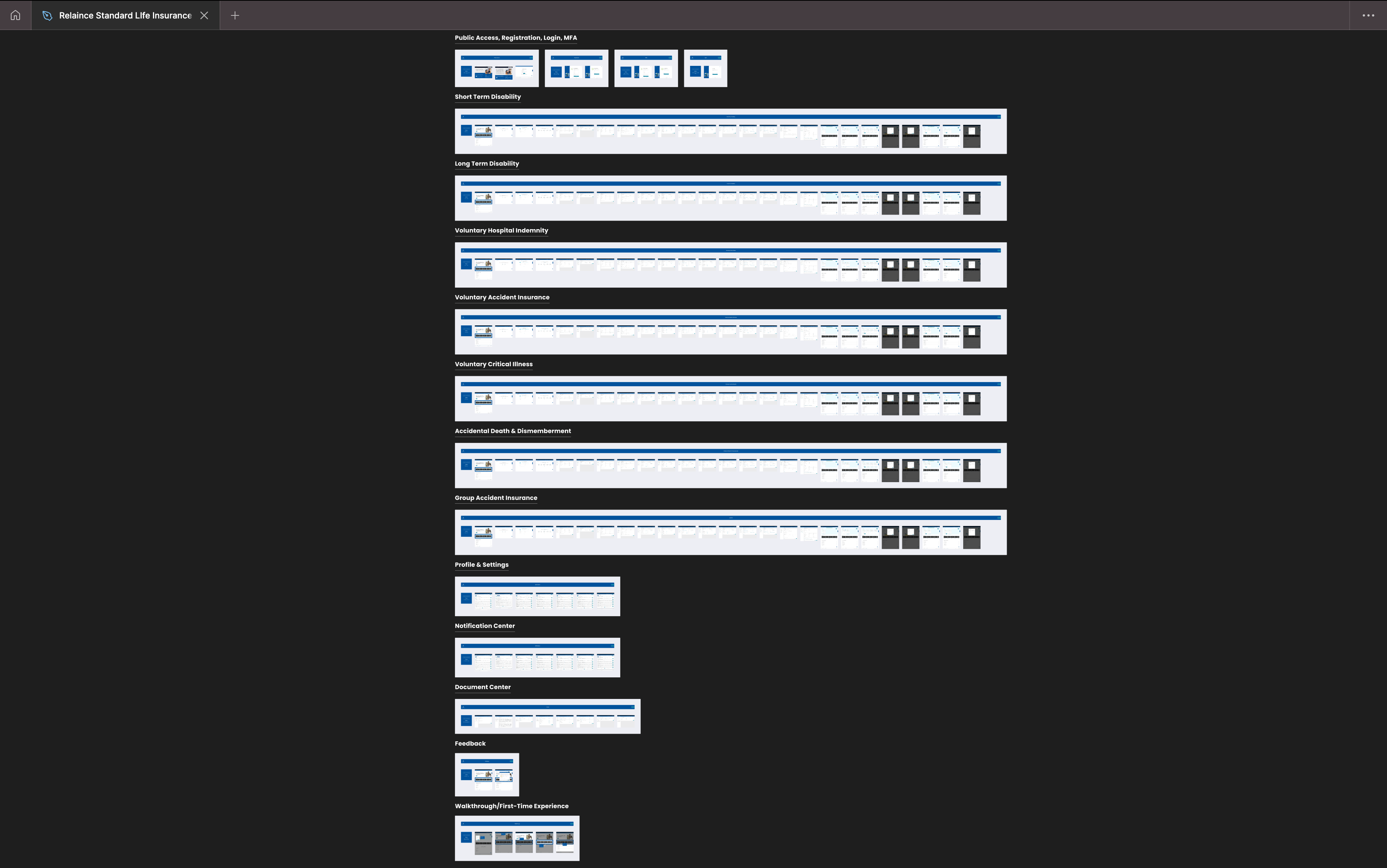 image showing the overview of claims portal figma file organization