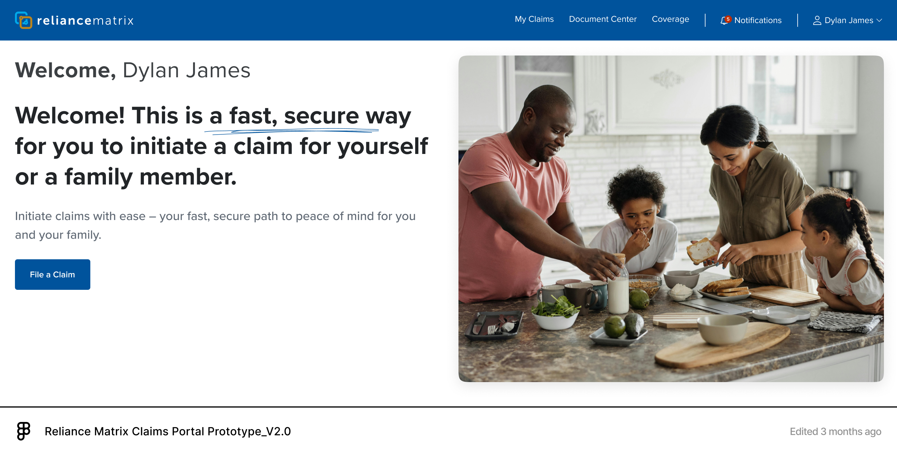 claims portal home page figma prototype