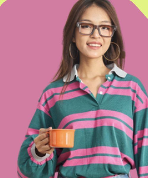 AI marketer trainee holding a coffee