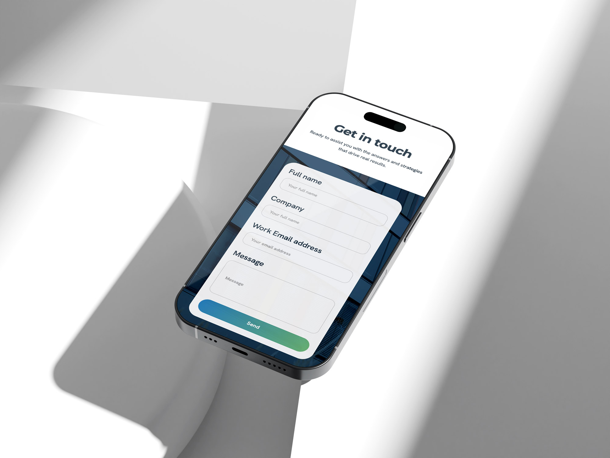 Viginext Website-Mockup, mobile Ansicht