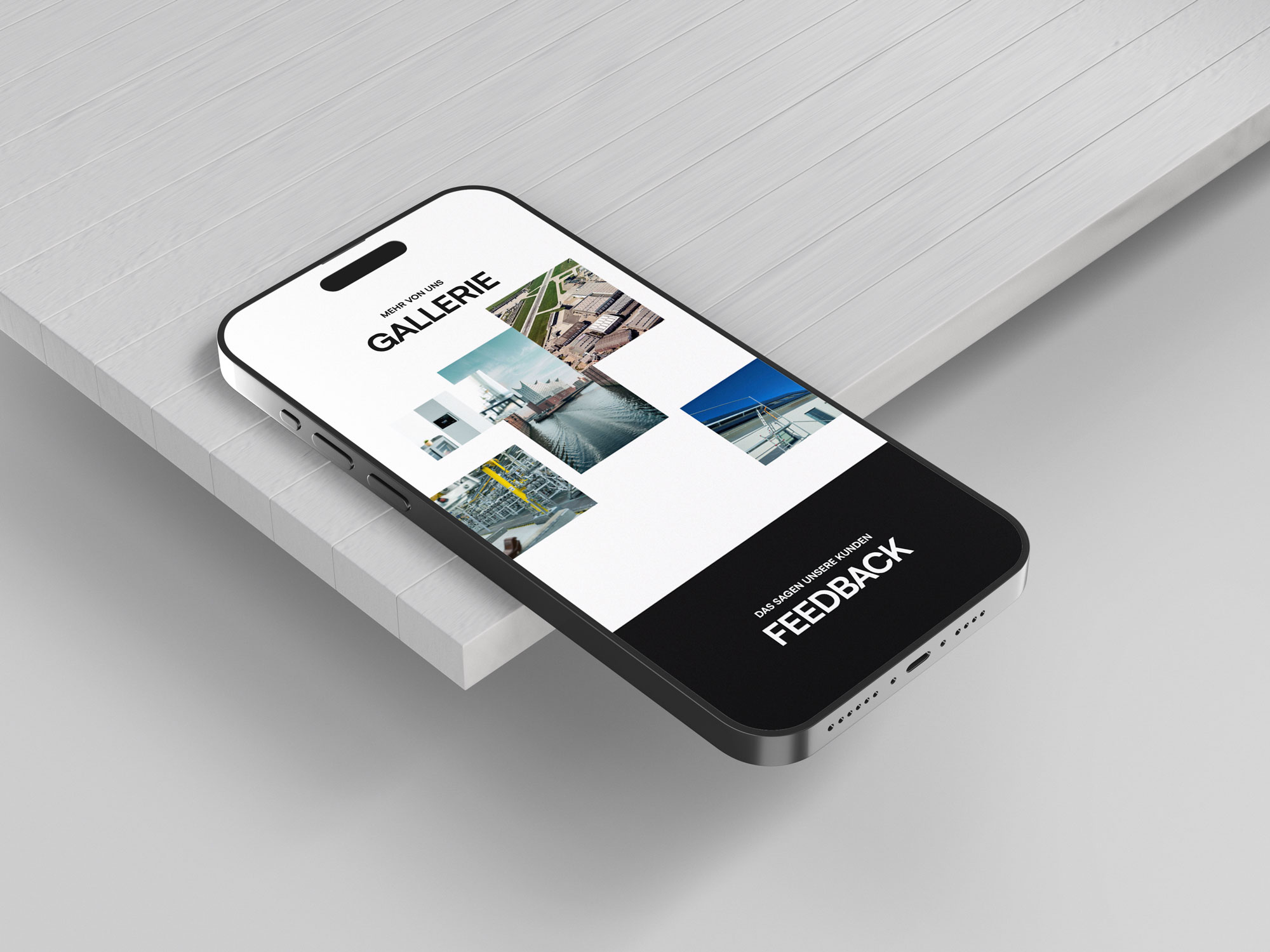 Sanierung Himmelblau Mockup, mobile Ansicht