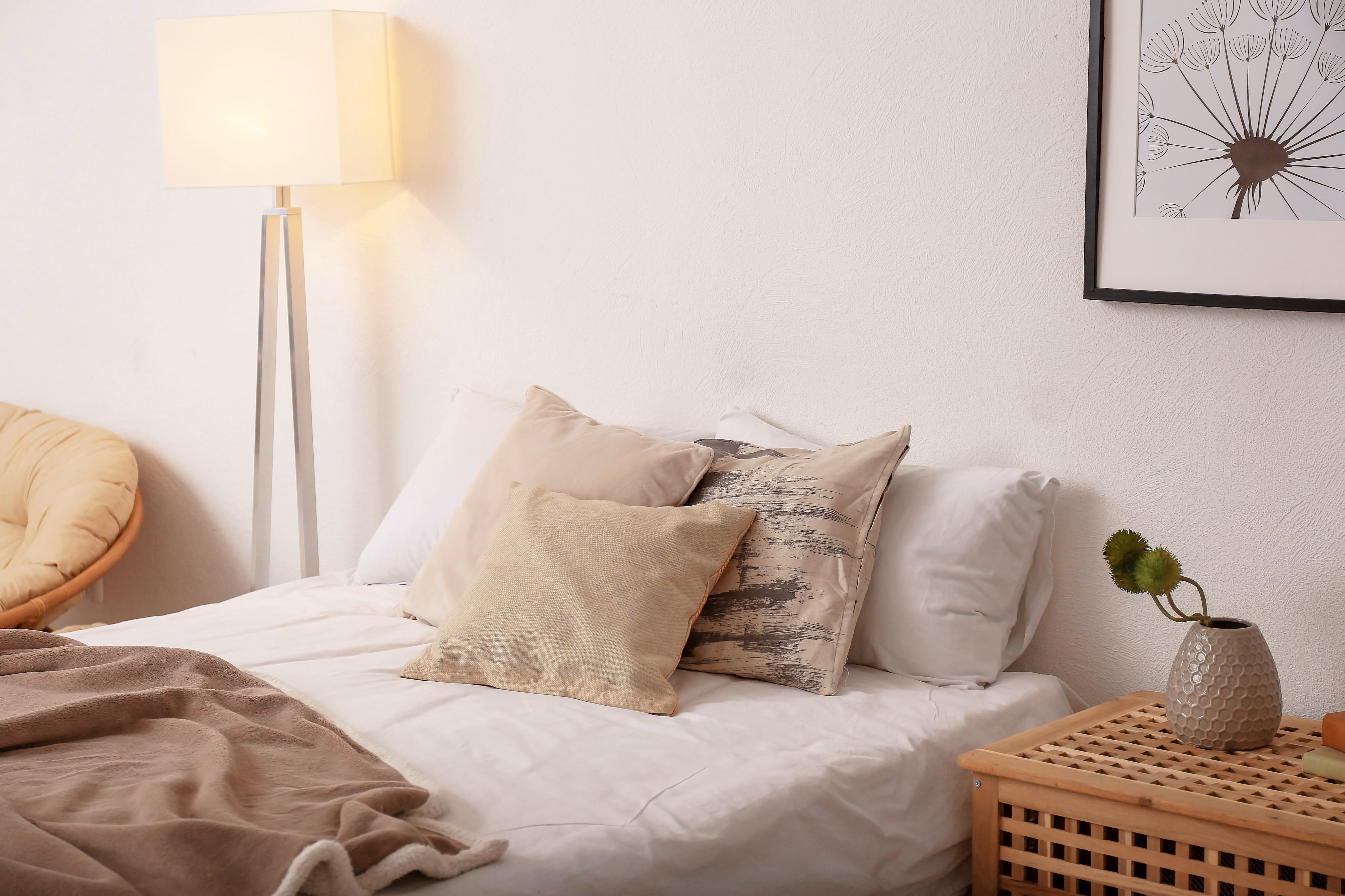 Bedroom staged stock image