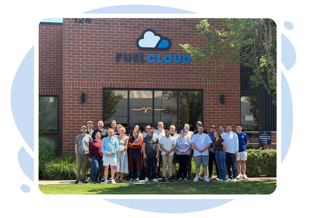 FuelCloud's US team standing in front of the company's headquarters