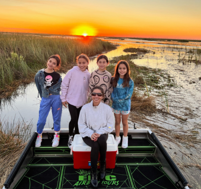 Family Everglades Airboat Tour at Sunset
