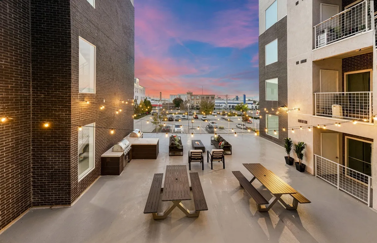Exterior lounge are with fire pit