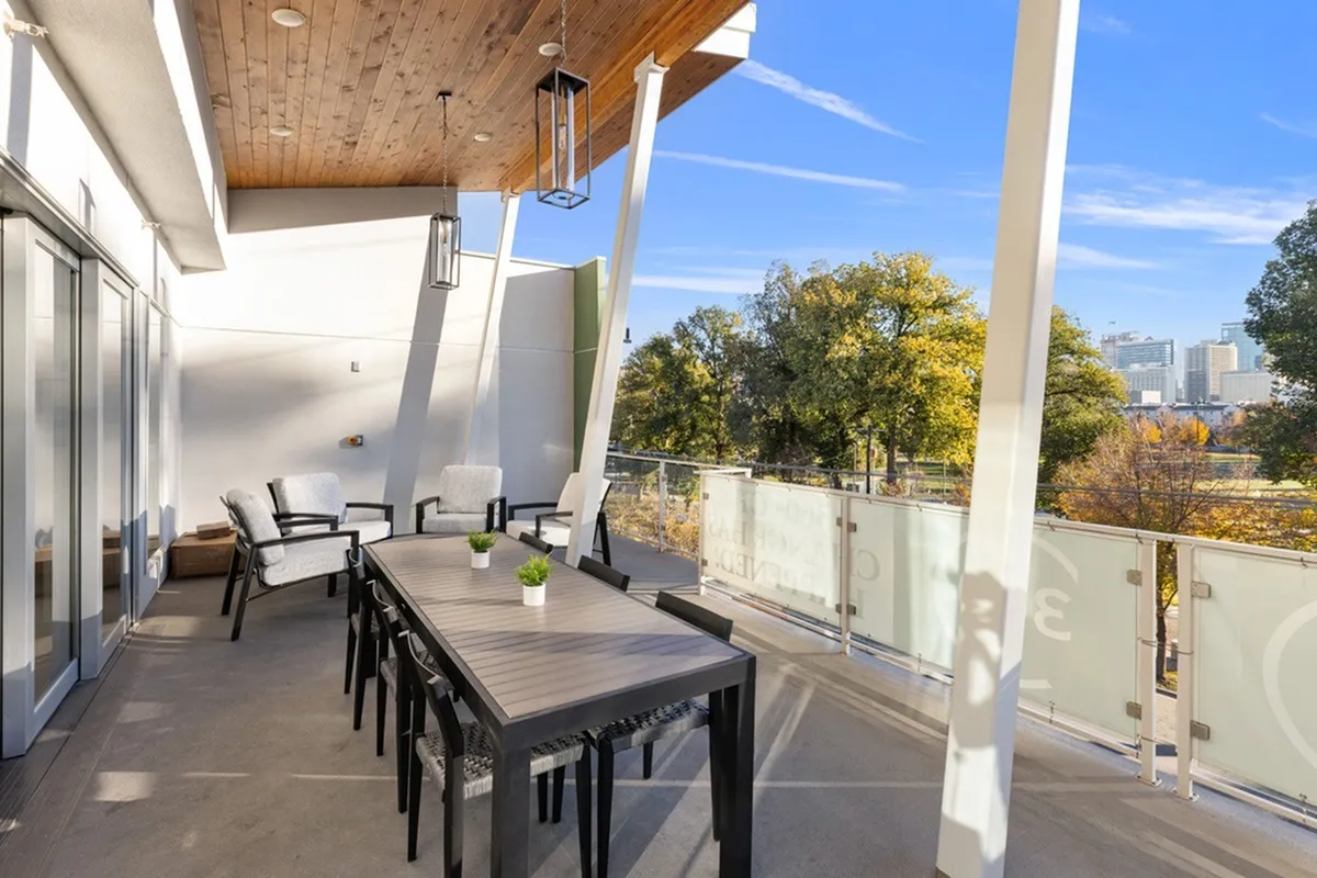 Outdoor lounge with chairs and table