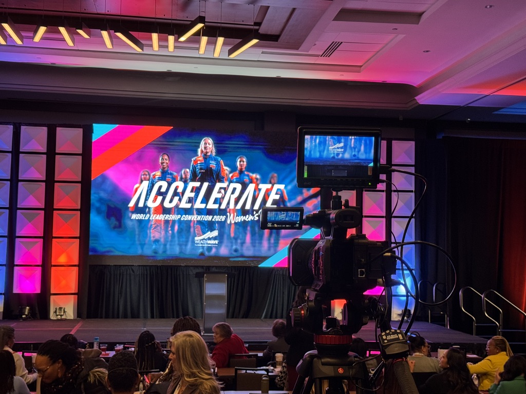 Stage lighting at the WealthWave convention