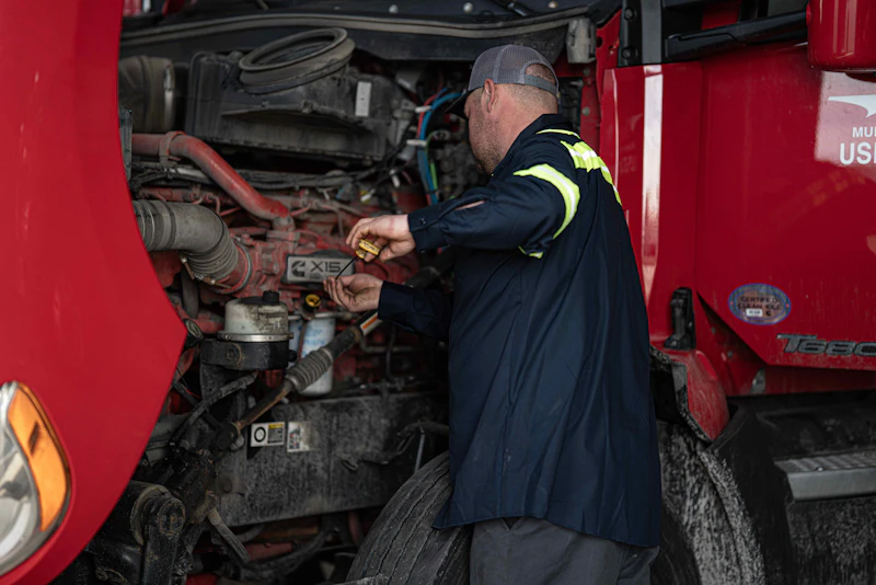 Mechanic performing truck preventive maintenance in Santa Rosa, CA