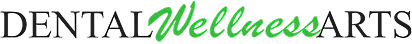 Logo with the words 'Dental Wellness Arts' with Wellness in green script.