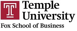 Temple University Fox School of Business logo with a stylized T in a maroon square.