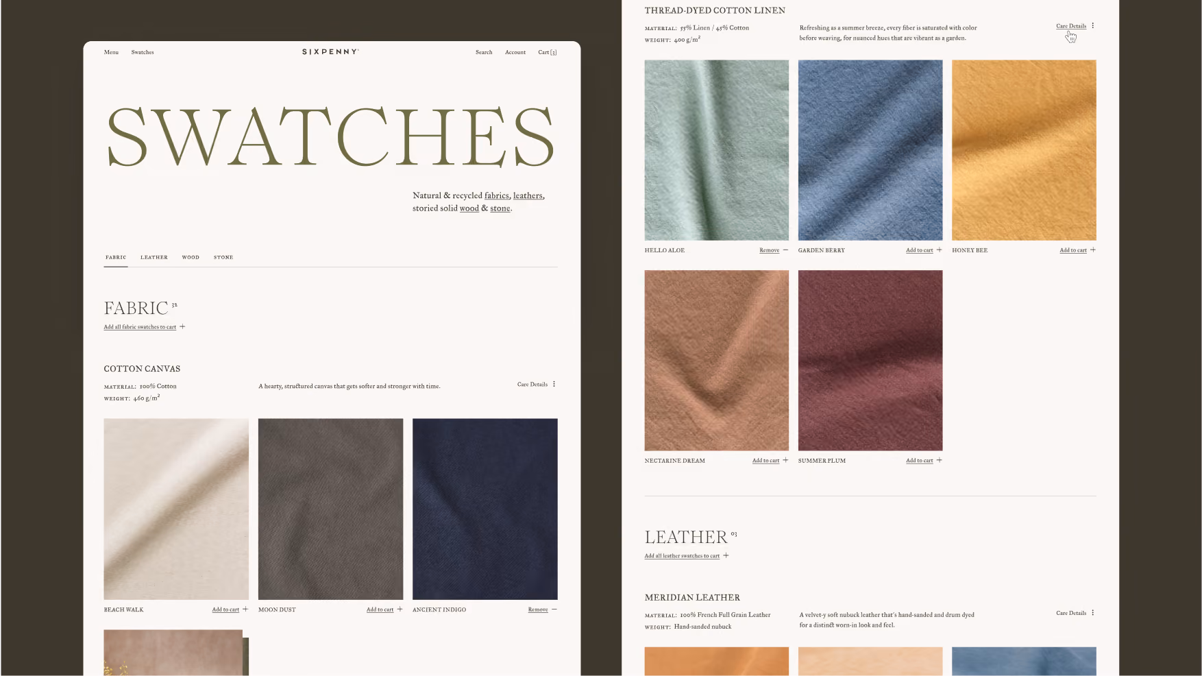 Sixpenny Swatches website page