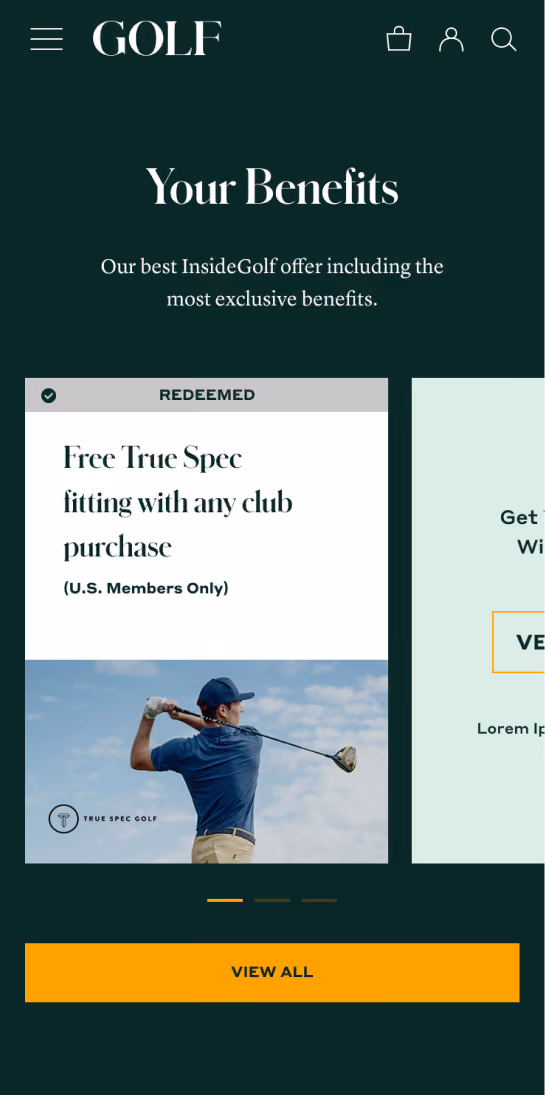 Golf Benefits card