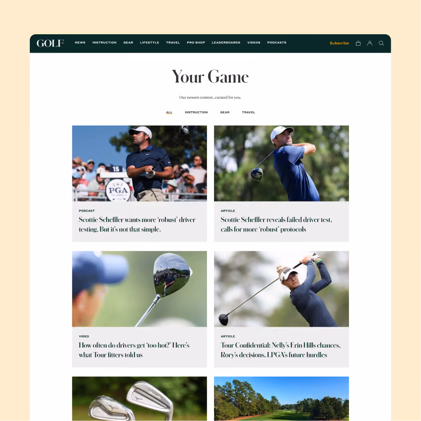 Golf product card